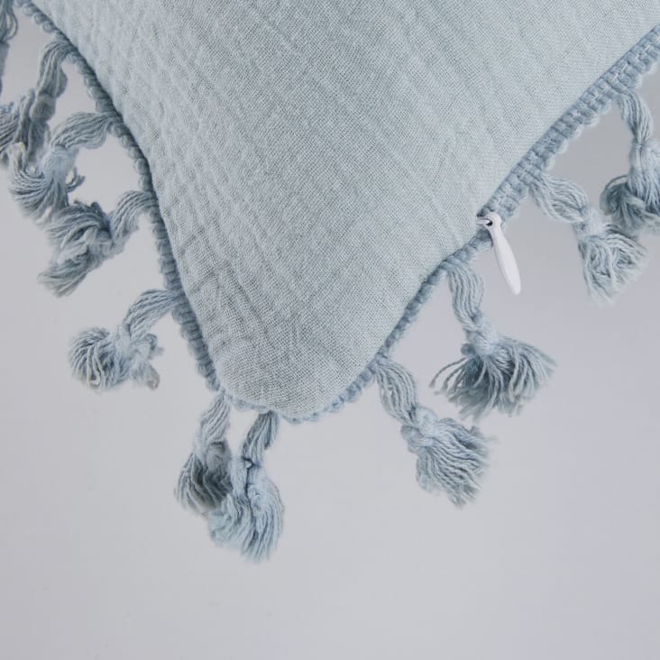 Maisons Du Monde Antwerp - Cojín Azul Y Dorado Con Borlas 25x40