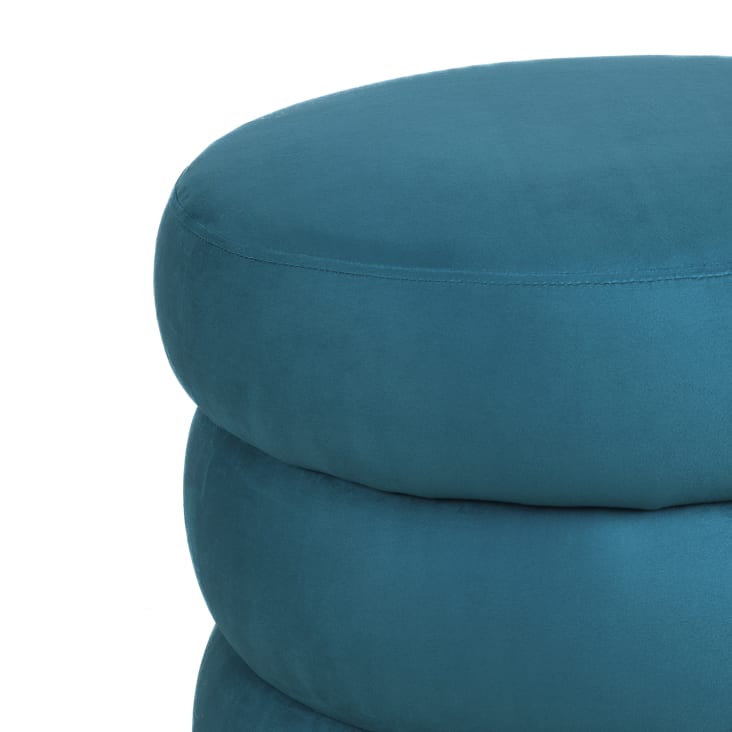 Maisons Du Monde APPOLINE - Puf Redondo De Terciopelo Verde Azulado