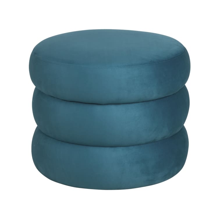 Maisons du Monde APPOLINE - Puf redondo de terciopelo verde azulado