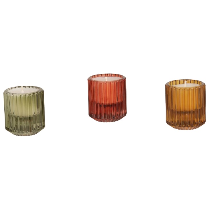 Maisons Du Monde AQABA - Juego De Velas Perfumadas (x3) En Tarros Cristal Amarillo Verde Y Rojo