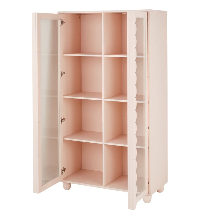 Maisons Du Monde Arabelle - Vitrina De 2 Puertas Y 6 Baldas De Madera Rosa
