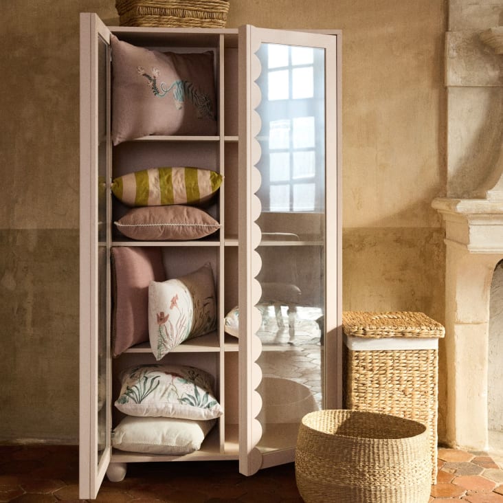 Maisons Du Monde Arabelle - Vitrina De 2 Puertas Y 6 Baldas De Madera Rosa