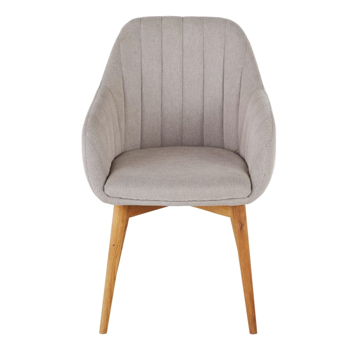 Maisons Du Monde Archie - Silla De Comedor Gris Claro Con Patas De Madera De Roble