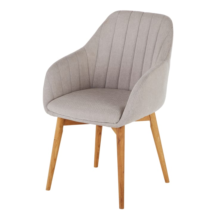 Maisons du Monde Archie - Silla de comedor gris claro con patas de madera de roble