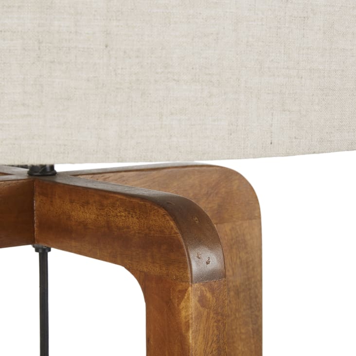 Maisons Du Monde ARIANA - Lámpara De Pie De Madera De Mango Con Pantalla De Lino Beige Alt. 166