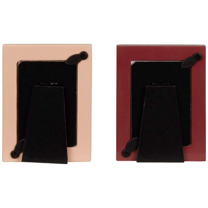 Maisons Du Monde Ariane - Lote De 3 - Set De 2 Marcos De Fotos Festoneados Rojo Y Beige De 5x7 Cm