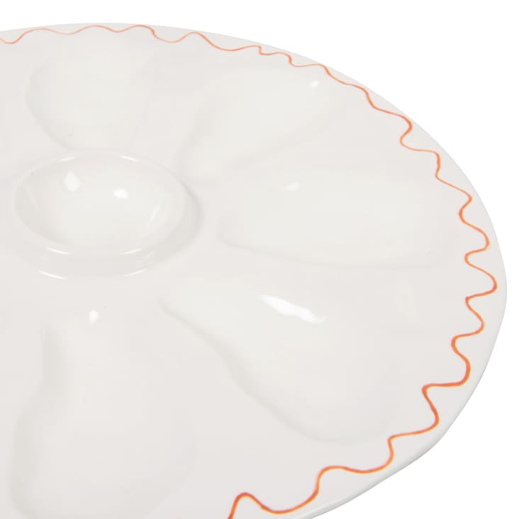 Maisons Du Monde Arielle - Bandeja Para Ostras De Gres Blanco Azul Y Rojo