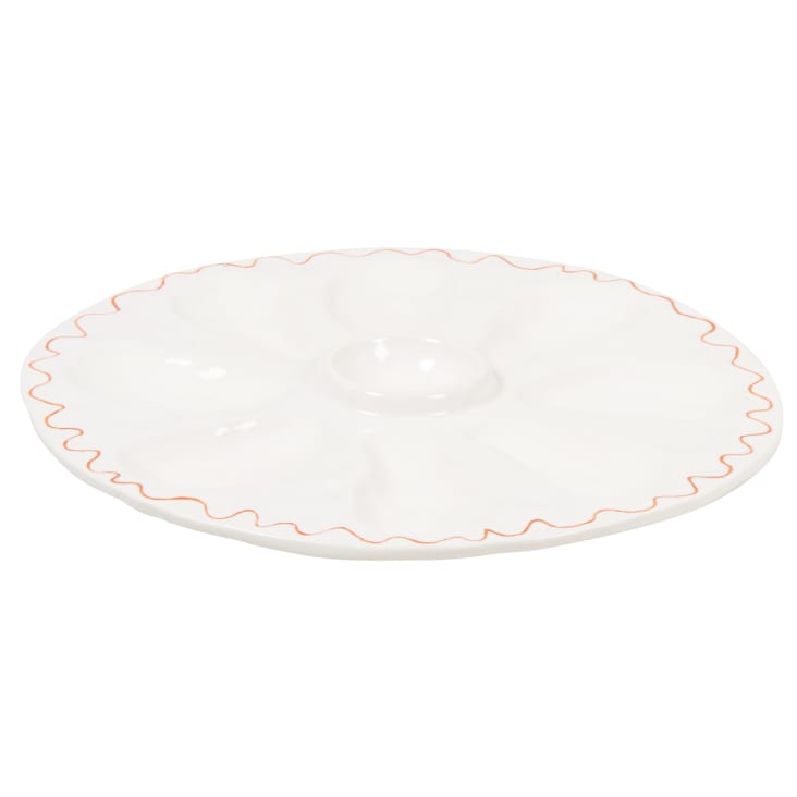 Maisons du Monde Arielle - Bandeja para ostras de gres blanco azul y rojo