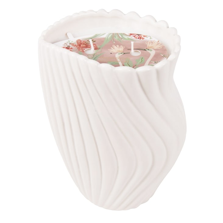 Maisons Du Monde Arielle - Vela Perfumada En Tarro De Cerámica Estriada Blanca