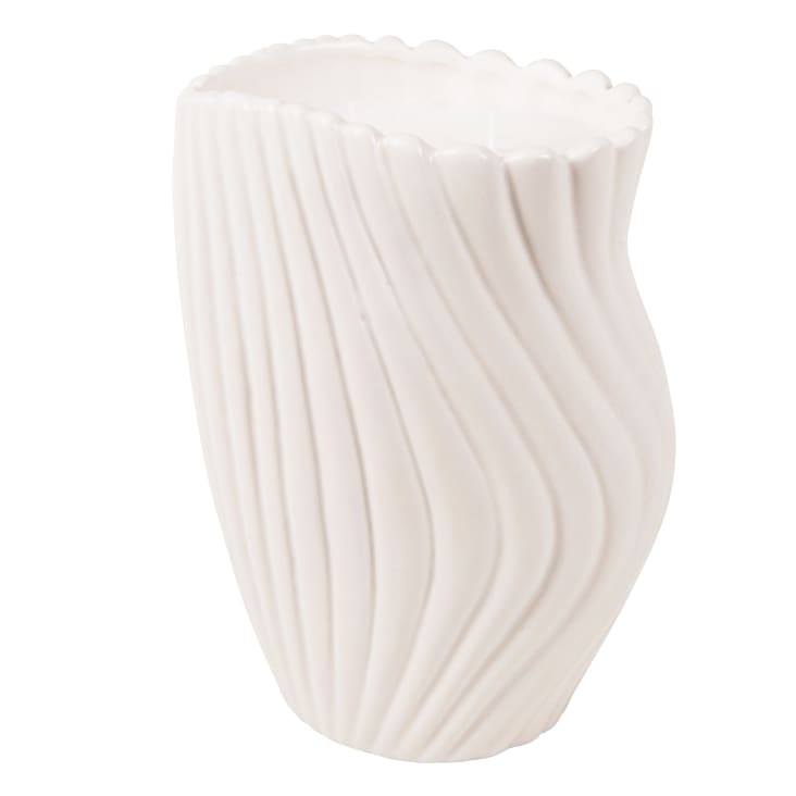 Maisons du Monde Arielle - Vela perfumada en tarro de cerámica estriada blanca