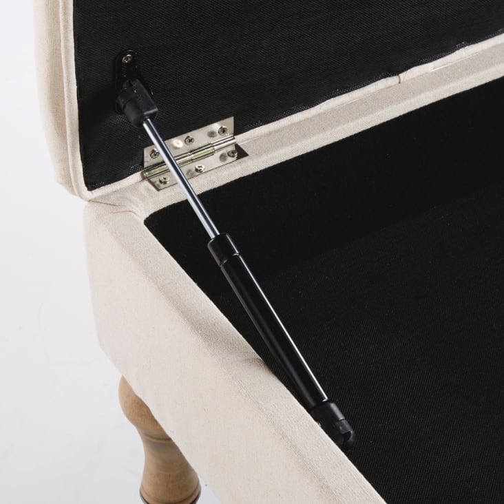 Maisons Du Monde Aristide - Puf-baúl Capitoné Con Ruedas De Lino Y Algodón Color Crudo