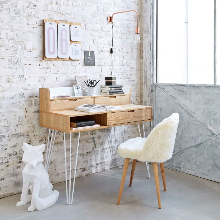 Maisons Du Monde Arthur - Figura De Zorro Blanco Mate H.56 Cm