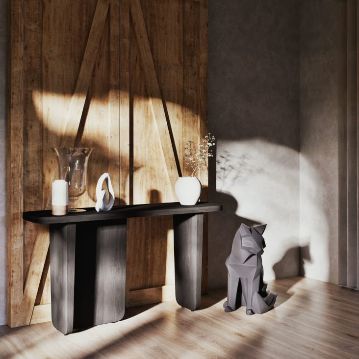 Maisons Du Monde Arthur - Figura Decorativa De Zorro Negro De 65 Cm