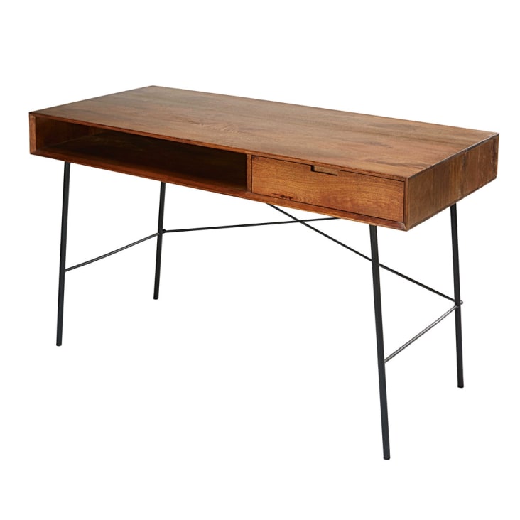 Maisons Du Monde Arty - Escritorio Con 1 Cajón De Mango Macizo Y Metal Negro