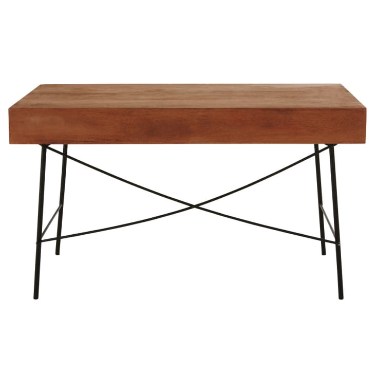 Maisons Du Monde Arty - Escritorio Con 1 Cajón De Mango Macizo Y Metal Negro