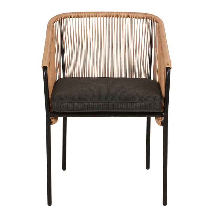 Maisons Du Monde Arun - Silla De Comedor De Jardín De Resina Reciclada Y Metal Negro