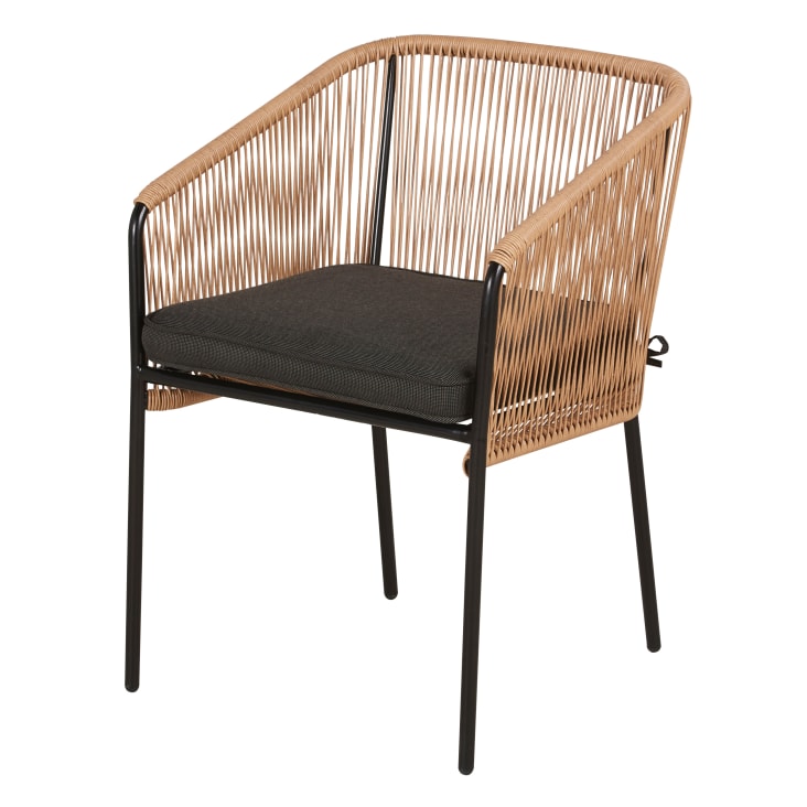 Maisons du Monde Arun - Silla de comedor de jardín de resina reciclada y metal negro