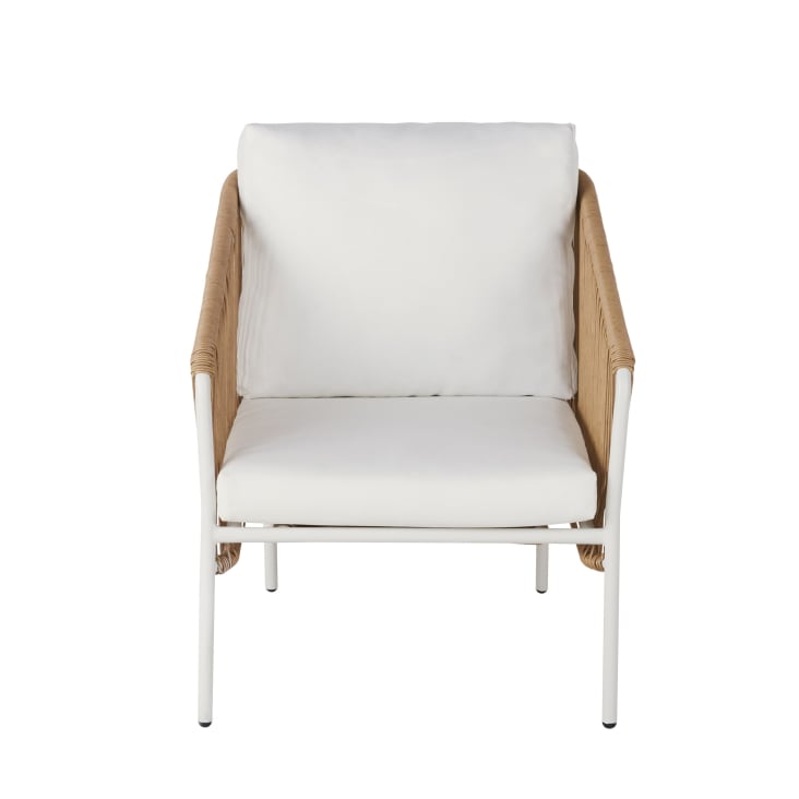 Maisons Du Monde Arun - Sillón De Jardín De Resina Beige Y Metal Blanco