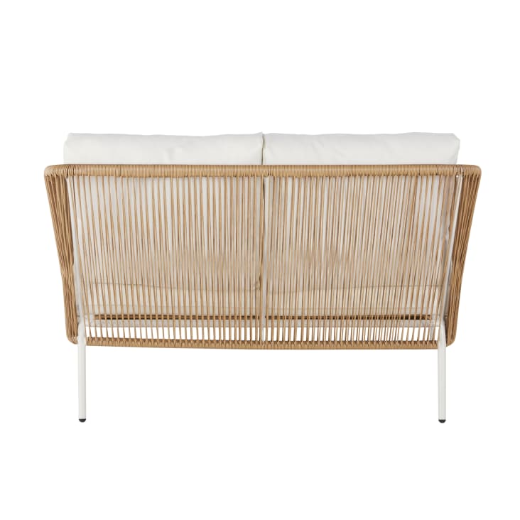 Maisons Du Monde Arun - Sofá De Jardín De 2 Plazas De Resina Beige Y Metal Blanco