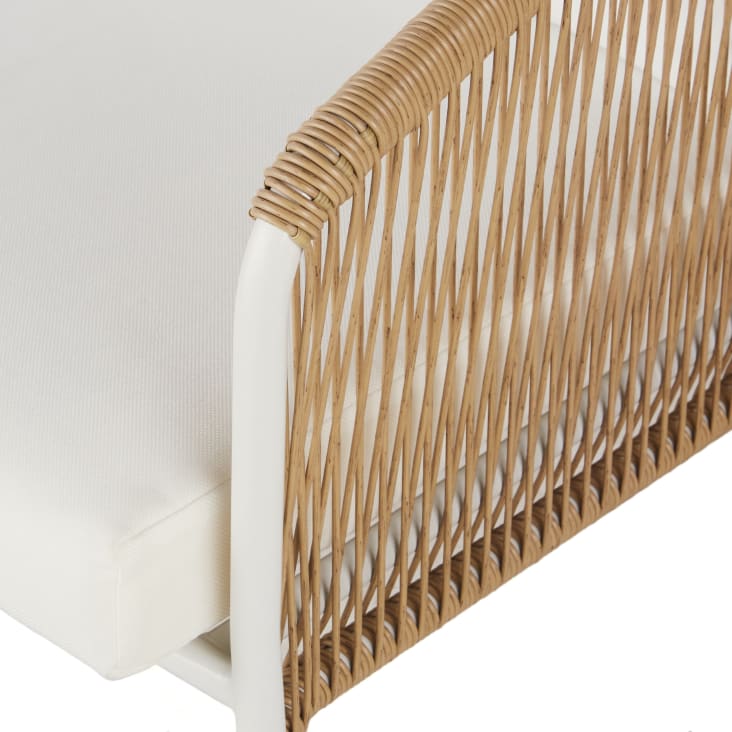 Maisons Du Monde Arun - Sofá De Jardín De 2 Plazas De Resina Beige Y Metal Blanco