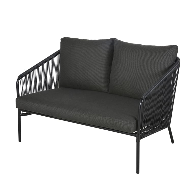 Maisons Du Monde Arun - Sofá De Jardín De 2 Plazas De Resina Y Metal Negros