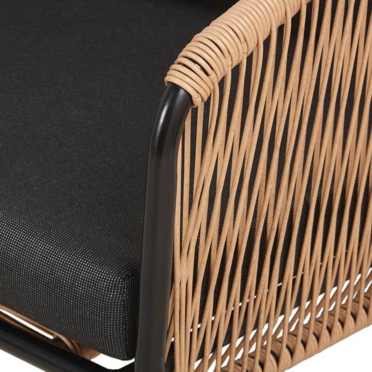 Maisons Du Monde Arun - Sofá De Jardín De 3 Plazas De Resina Reciclada Beige Y Metal Negro