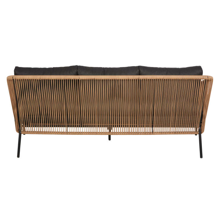 Maisons Du Monde Arun - Sofá De Jardín De 3 Plazas De Resina Reciclada Beige Y Metal Negro