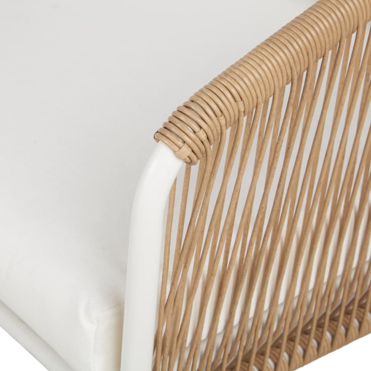 Maisons Du Monde Arun - Sofá De Jardín De 3 Plazas De Resina Reciclada Beige Y Metal Blanco