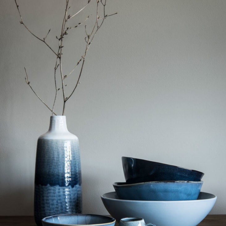 Maisons Du Monde ASIAN - Ensaladera De Gres Azul D. 26