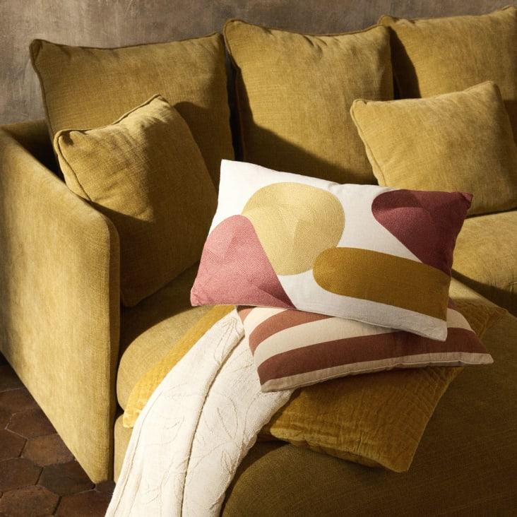 Maisons Du Monde ASILAH - Cojín Bordado Crudo Amarillo Terracota 30x50