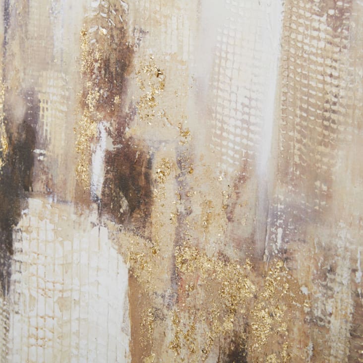 Maisons Du Monde ASTER - Lienzo Pintado En Beige Marrón Dorado Y Negro 120 X 120