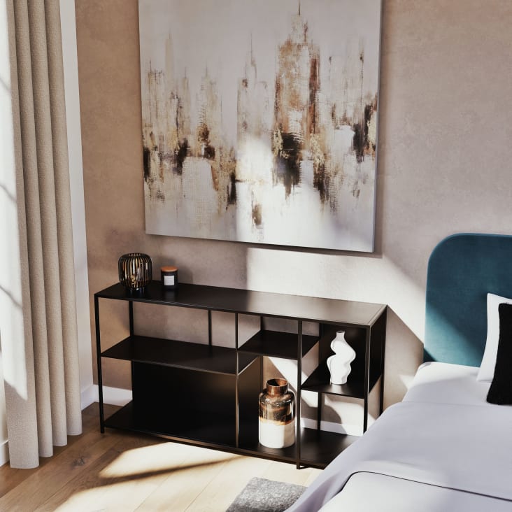 Maisons Du Monde ASTER - Lienzo Pintado En Beige Marrón Dorado Y Negro 120 X 120