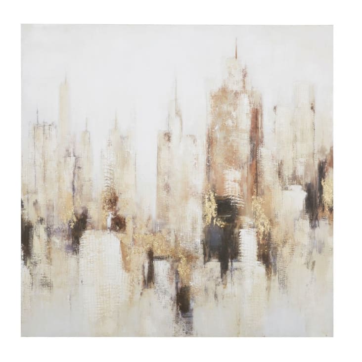 Maisons du Monde ASTER - Lienzo pintado en beige marrón dorado y negro 120 x 120