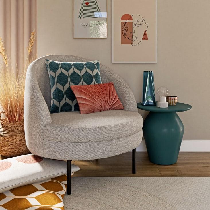 Maisons Du Monde ASTON - Cojín De Tejido De Jacquard De Chenilla En Blanco Y Verde 45x45