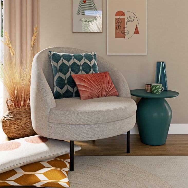 Maisons Du Monde ASTON - Cojín De Tejido De Jacquard De Chenilla En Blanco Y Verde 45x45