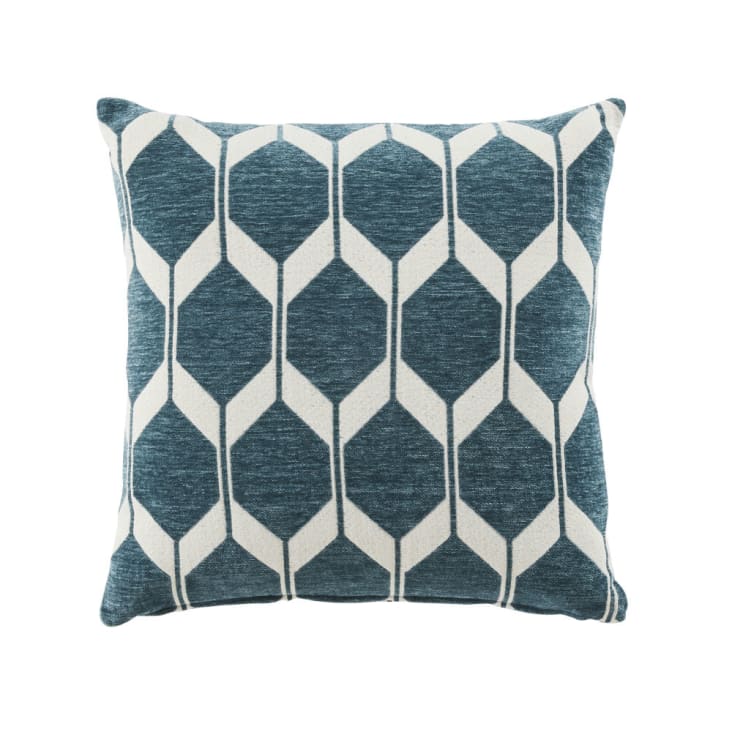 Maisons du Monde ASTON - Cojín de tejido de jacquard de chenilla en blanco y verde 45x45