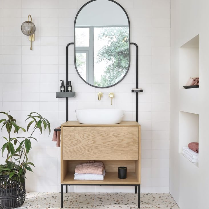 Maisons Du Monde Astoria - Aplique De Metal Dorado Con Bola De Cristal Estriado Tintado Gris