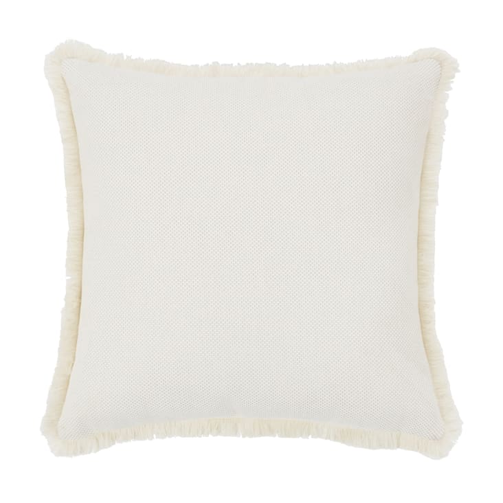 Maisons du Monde ASTREE - Cojín de exterior de poliéster reciclado color crudo con flecos 45 x 45