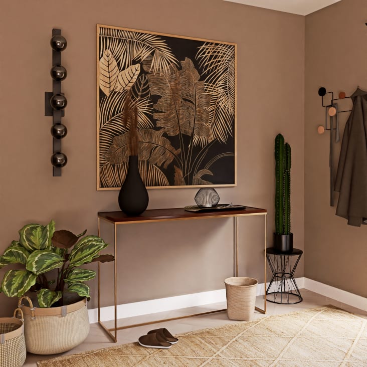 Maisons Du Monde ATELIER - Perchero Con 5 Ganchos De Metal Negro Y Madera De Pino