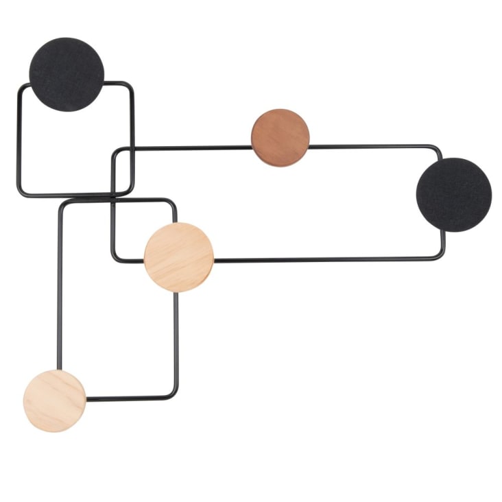 Maisons du Monde ATELIER - Perchero con 5 ganchos de metal negro y madera de pino