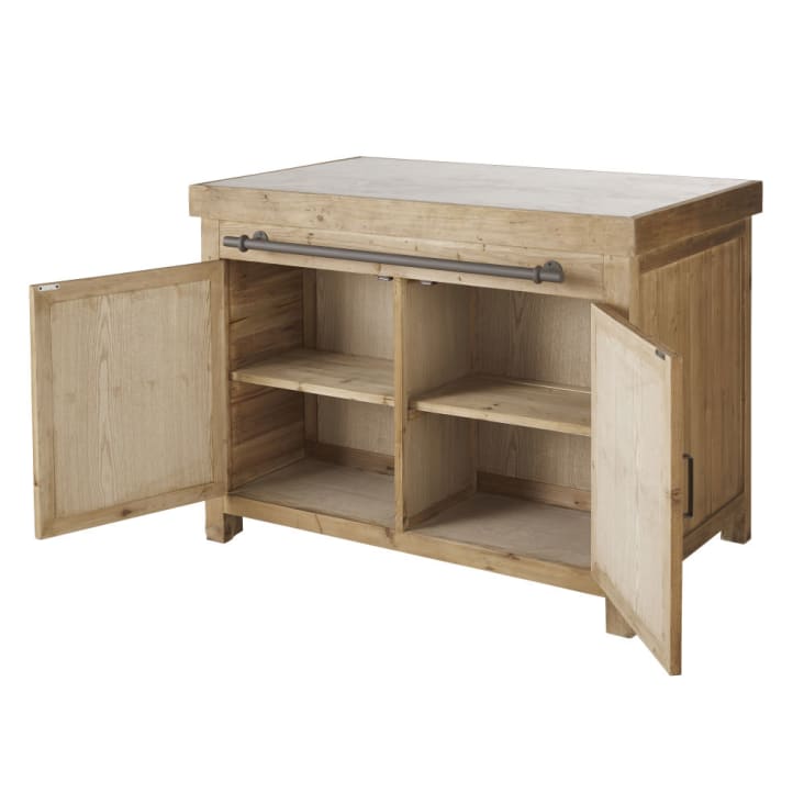 Maisons Du Monde Aubagne - Islote De Cocina Con 2 Puertas Y 4 Cajones De Pino Reciclado Con Efecto Envejecido