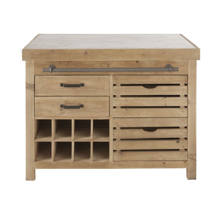 Maisons Du Monde Aubagne - Islote De Cocina Con 2 Puertas Y 4 Cajones De Pino Reciclado Con Efecto Envejecido