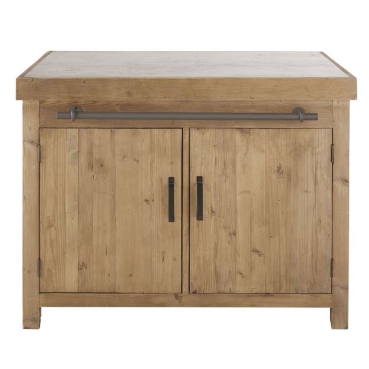 Maisons du Monde Aubagne - Islote de cocina con 2 puertas y 4 cajones de pino reciclado con efecto envejecido
