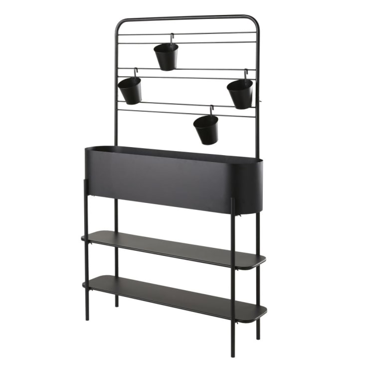 Maisons Du Monde AUCKLAND - Jardinera De Metal Negro Con 4 Tarros