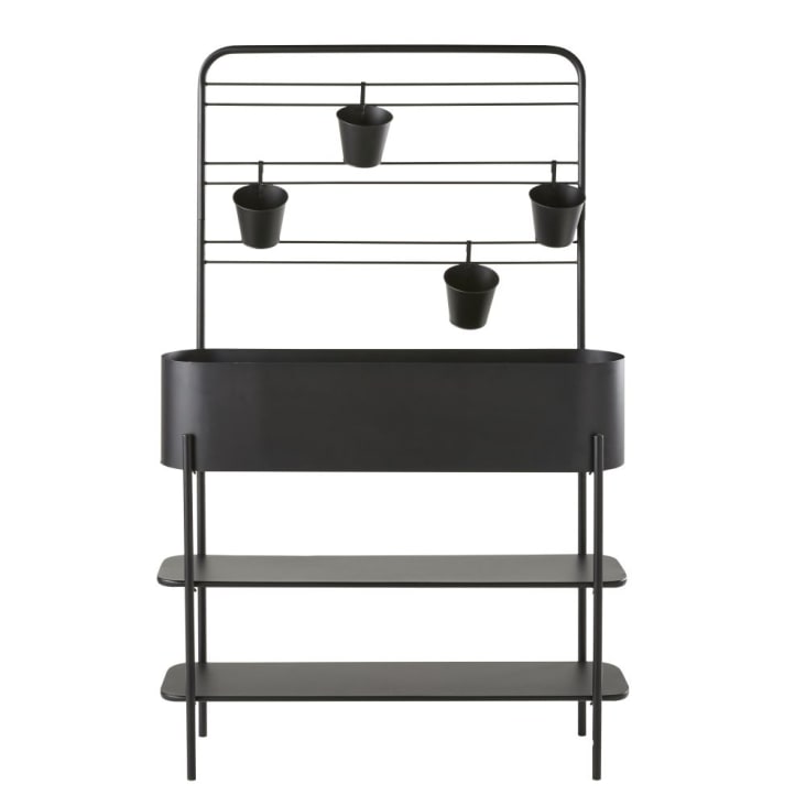 Maisons du Monde AUCKLAND - Jardinera de metal negro con 4 tarros