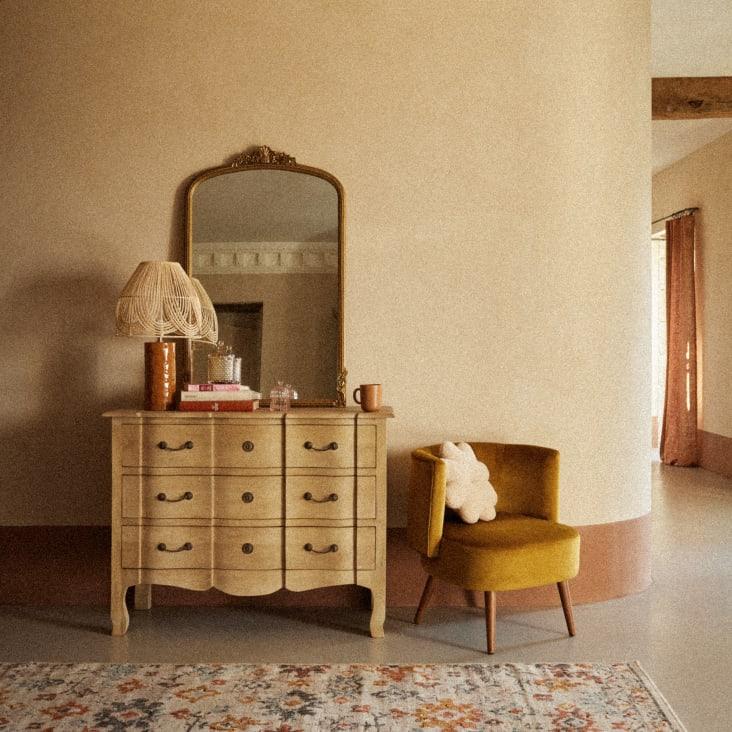 Maisons Du Monde Auden - Lámpara De Cerámica Marrón Y Pantalla De Ratán