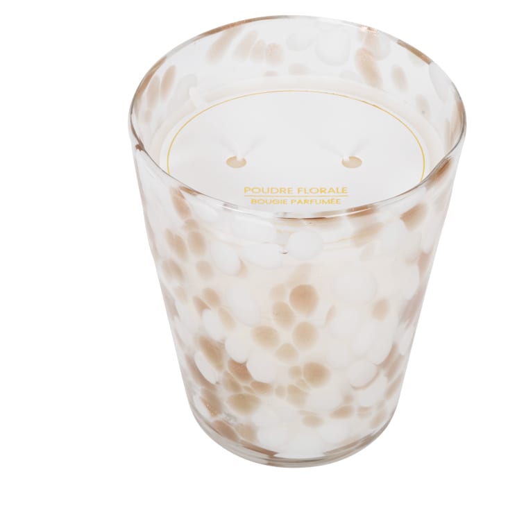 Maisons Du Monde Aurore - Vela Perfumada En Vaso De Vidrio Moteado Blanco Y Dorado