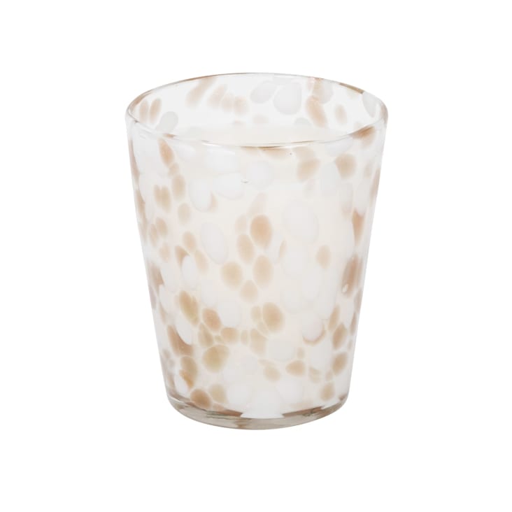 Maisons du Monde Aurore - Vela perfumada en vaso de vidrio moteado blanco y dorado