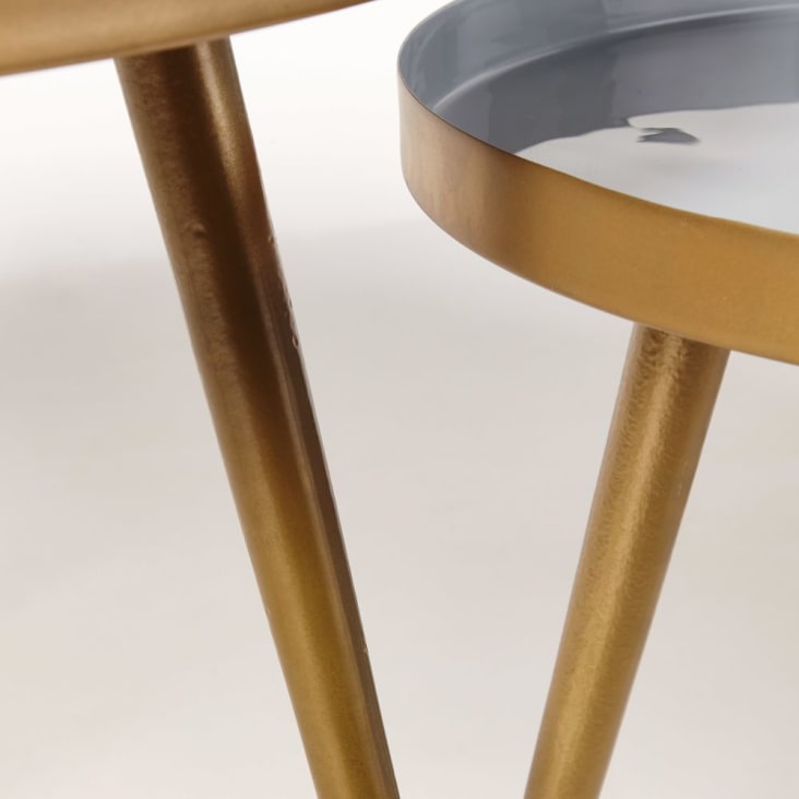 Maisons Du Monde Avril - Mesas Apilables De Metal Azul Y Dorado