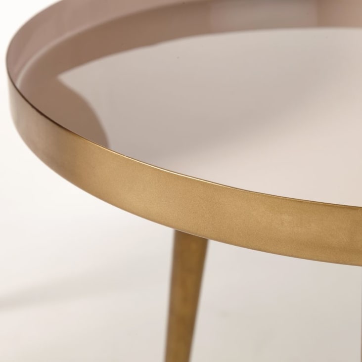 Maisons Du Monde Avril - Mesas Apilables De Metal Beige Rosado Y Dorado